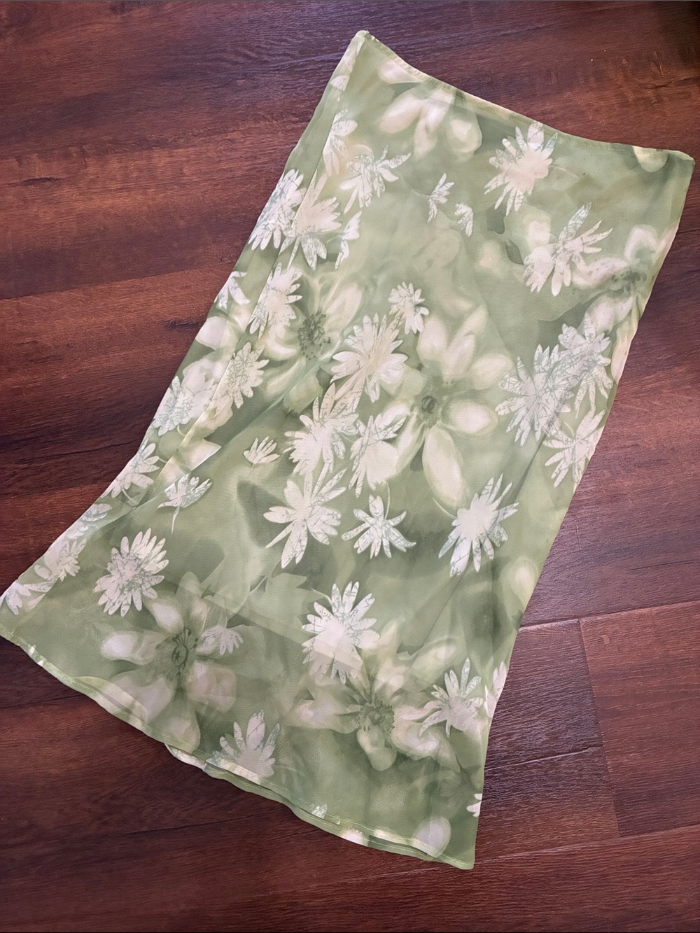 Y2K VINTAGE FOREVER 21 SLIP SKIRT SZ S Green Floral